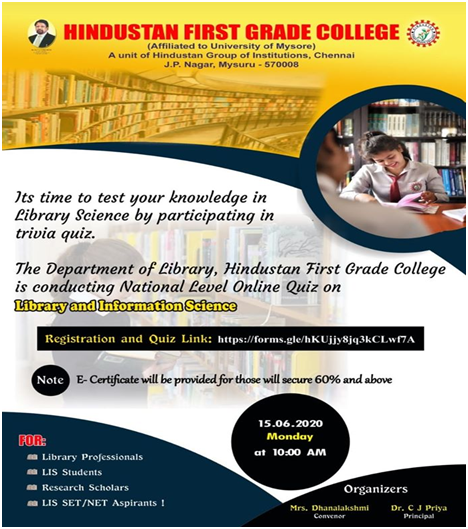National level online quiz on Library and Information Science