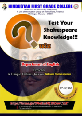 National Level e – Quiz on “Test Your Shakespeare Knowledge”
