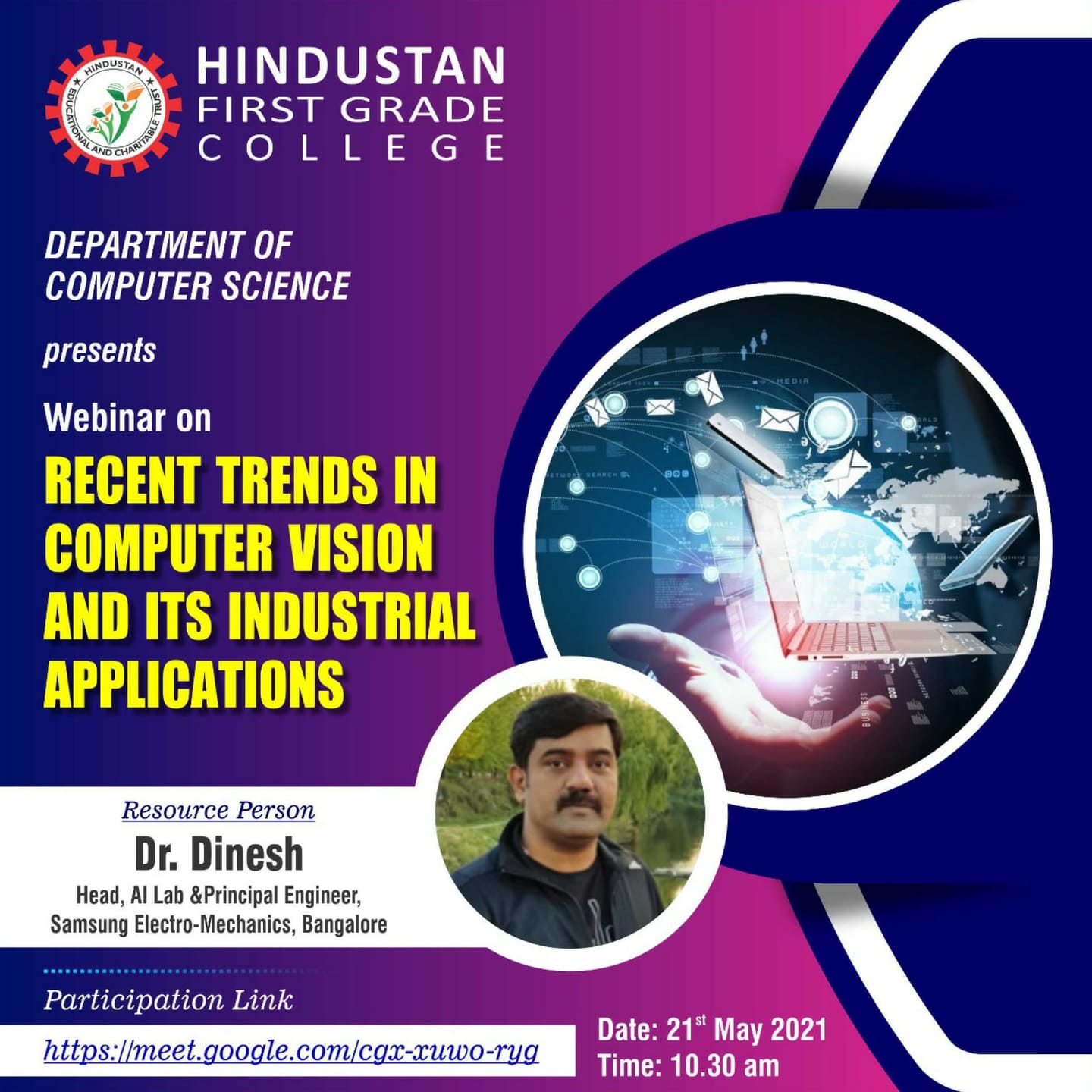 WEBINAR on “RECENT TRENDS IN COMPUTER VISION AND ITS INDUSTRIAL APPLICATIONS”