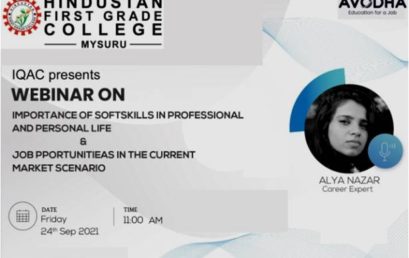 WEBINAR ON “IMPORTANCE OF SOFT SKILLS IN PROFESSIONAL & PERSONAL LIFE & JOB OPPORTUNITIES IN THE CURRENT MARKET SCENARIO”